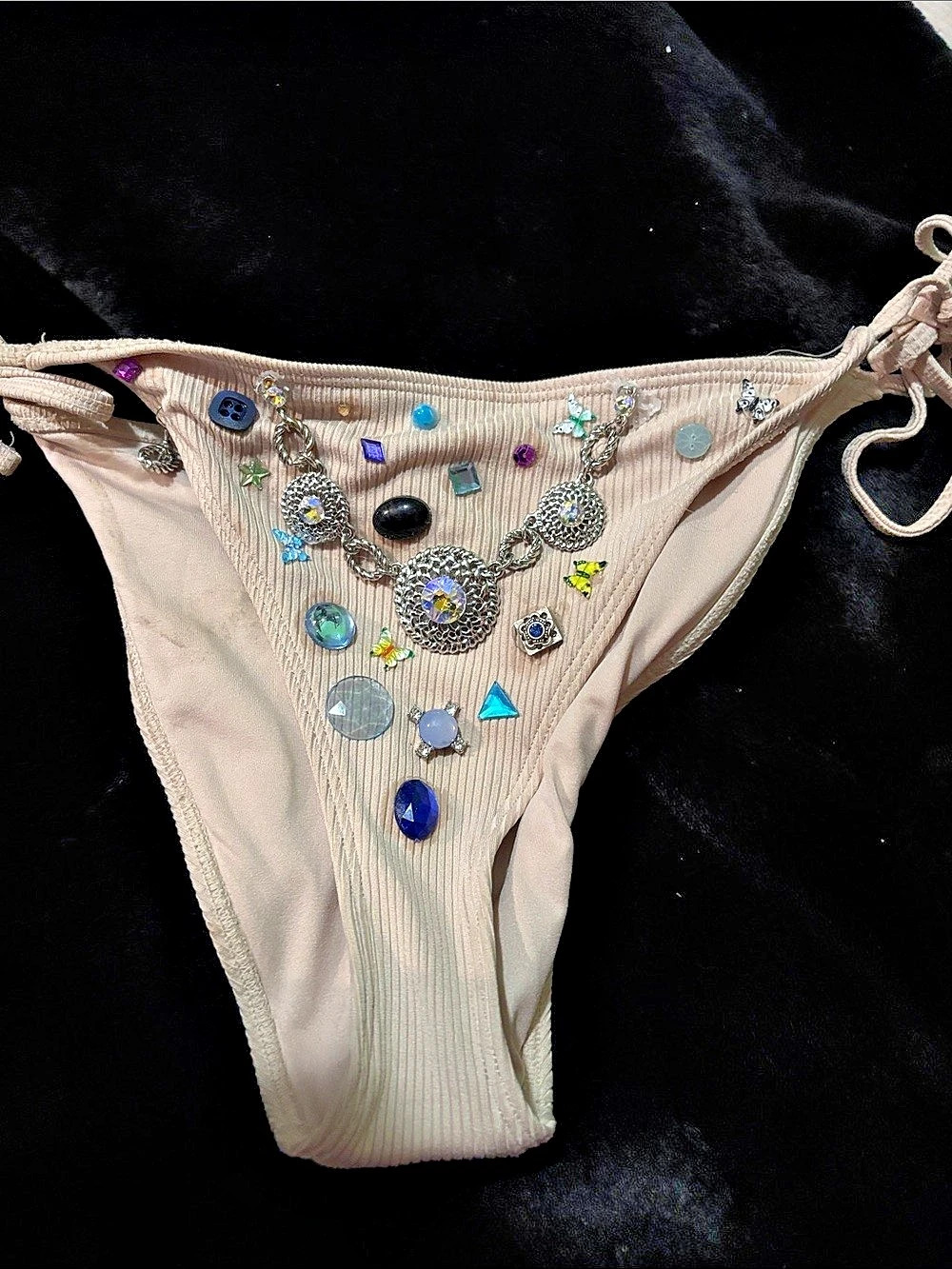 Embellished Bikini Bottom in beige Like New